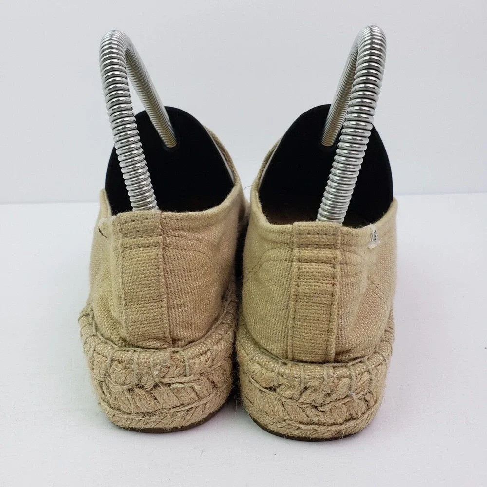 Soludos Womens Size 7.5 Tan Textile Palm Tree Slip On Espadrille Loafer Shoes